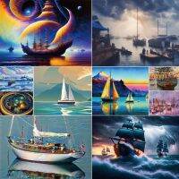 Old Painting Ship Pre-Printed Cross-Stitch DIY Embroidery Patterns Handmade Handiwork Hobby Needlework Sales Counted Wholesale