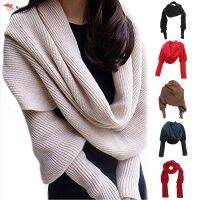 Unisex Fashion Knitted Scarf with Sleeves Long Wraps Shawls for Winter Autumn