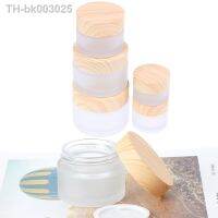 ✚۩▩ 1PCS Skin Care Eye Cream Jars Pot Refillable Bottle 5g 10g 15g 30g Frosted Glass Jar Cosmetic Container With Wood Grain Lid