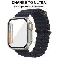 Change to Ultra 49mm Appearance Case + Ocean Band for Apple Watch 45mm 44mm 41mm 40mm Silicone Strap iWatch SE 5 6 7 8 Bracelet Straps