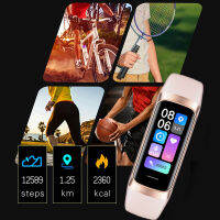 HotSmart สร้อยข้อมือ C60 1.1นิ้ว HD หน้าจอสีกีฬาสร้อยข้อมือ Pedometer เลือดออกซิเจนกันน้ำฟิตเนสบลูทูธสมาร์ท Band