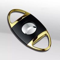 ✣۞ Luxury Cigar Cutter Double Blades Black Stainless Steel Pocket Cigar Accessories Gadgets Double Edged Household Merchandises