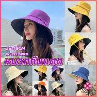 Missyou หมวกใส่ได้ "สองด้าน" หมวกกันแดดกลางแจ้ง หมวกเดินเขา หมวกถัง สปอตสินค้า Double-sided sun hat