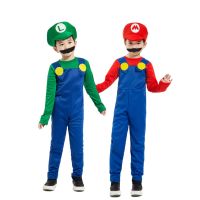 อะนิเมะ Super Brothers ชุดสูทเด็ก Luigi ฮาโลวีนคอสเพลย์เครื่องแต่งกายสีแดงสีเขียววันเกิด PARTY เสื้อผ้าหมวกชุด