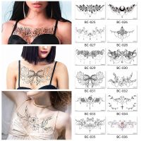 เซ็กซี่ Tatoo สติกเกอร์สำหรับสาว Body Art Belly สติกเกอร์ Jewel Tattoo Mandala Rose ดอกไม้สีดำ Henna รอยสักเต้านมหน้าอกรูปลอก