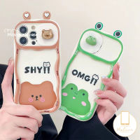 MissConnie 3D น่ารักหูตุ๊กตาหมีกบเคสคู่ใช้ได้กับ iPhone 11 XR 11 14 12 13 Pro Max 7 8 6S Plus X XS Max นิ่มลายการ์ตูนสร้างสรรค์ผลักหน้าต่างป้องกันเลนส์กล้องถ่ายรูป