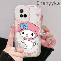 เคส Chenyyka สำหรับ VIVO Y21 2021 Y21G Y33s Y21a Y21t T1x 4G ลายการ์ตูนน่ารักสีชมพูเมโลดี้เนื้อครีมขอบเคสโทรศัพท์โปร่งใสมีในสต็อกเหมาะสำหรับเด็กผู้ชายและเด็กผู้หญิงเคสซิลิโคนอ่อนชัดเจนกันกระแทก