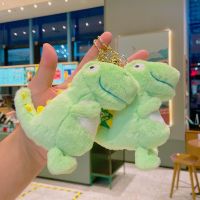 【CW】 Cute Green Soft Dinosaur Plush Doll Doll Keychain Lovely School Bag Pendant Doll Bag Backpack Ornaments Keychain