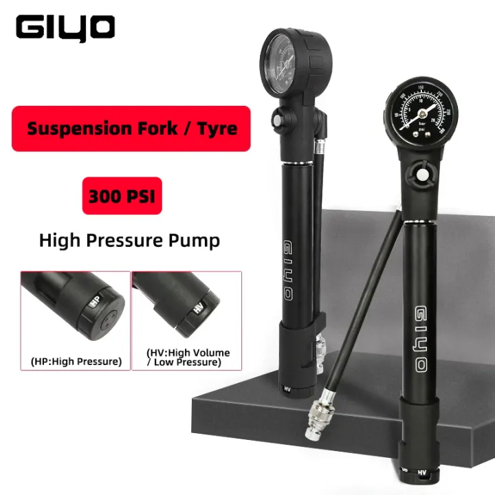 Giyo 300psi MTB Shock Fork Pump Bicycle Tyre Inflator Schrader Presta