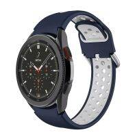 ﹊❀✺ Dual Color Silicone Strap for Galaxy Watch 4 Classic 46mmm 42mm 44mm 40mm Sport Rubber Band Breathable Bracelet