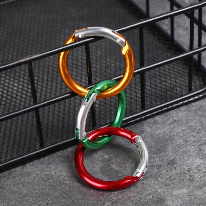 5pcs-round-aluminum-alloy-mountaineering-buckle-locking-carabiner-clip-snap-hook-keyring-camping-karabiner-round-ring-spring