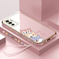 (ฟรี) เคสโทรศัพท์Vivo V23E กรณี V23E 5G ปลอก V23 5G โทรศัพท์กรณีสุนัขการ์ตูนน่ารักขอบสแควร์รูปแบบปลอกชุบโทรศัพท์หรูหราเปลือกนุ่ม