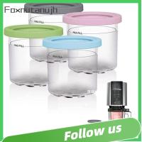 FOXNUTANUJH 12/4pcs กล่องใส่ของ อุปกรณ์ในครัว กันรั่วซึม สำหรับ NC301 NC300 NC299AM โถเก็บสำหรับ Ninja creami ที่ใส่ไอศกรีม ถ้วยใส่ไอศกรีม มีฝาปิด