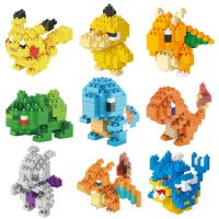 Pokemon Pikachu Cartoon Building Blocks Anime Figure Charizard Squirtle Mini Action Figure Educational Toys Kid Birthday Gift