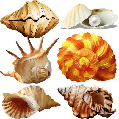 【LZ】❐☂  Three Ratels CF110 Lovely watercolor conch shell decoration wall sticker for childrens bedroom