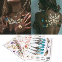 CW 5pcs Mixed Metallic Flash Tattoos Sticker GoldenColorful Pattern Temporary DisposableBodyStickers Decal