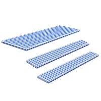 Checkered Picnic Table Cover Waterproof Outdoor Indoor Table Cover + Benches 3Pcs Set Vinyl Fitted Flannel Backing Blue