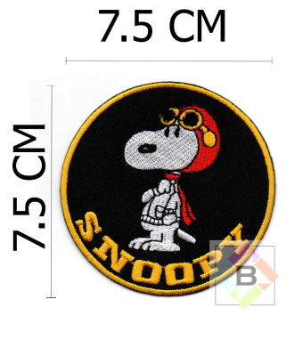 ตัวติดเสื้อ ตัวรีดเสื้อ ตัวรีด อาร์ม Armpatch งานปักผ้า Snoopy สนูปี้ สนูปปี้ วงกลม B005