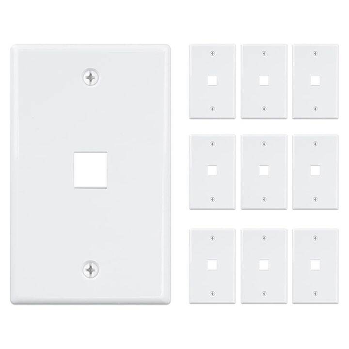 10Pack 1 Port Keystone Jack Wall Plate, Low Profile Wall