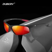 DUBERY Polarized Sports Sunglasses for Men Running Driving Fishing Golf Sun Glasses Semi Rimless Glasses Red Blue Mirror Shades