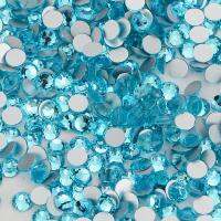 All Size SS3-SS60 Aquamarine Glass Flatback Rhinestone Round Bottom Glue for Crafts