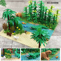 Rainforest Parts สัตว์หญ้าสีเขียว Jungle Bush ดอกไม้ต้นไม้พืชบล็อกอาคาร DIY MOC ประกอบเข้ากันได้ทุกยี่ห้อ