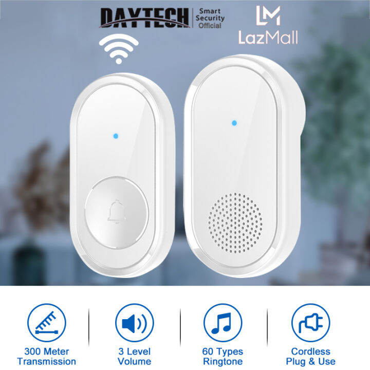 DAYTECH Wireless Door Bell Button Waterproof Doorbell Wireless Smart
