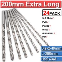 For Metal Drilling Twist Drill Bits Extra Long 2/3/4/5/6/7/8/9/10mm HSS Extra Long Drill Bit High Speed Steel 200mm Woodworking