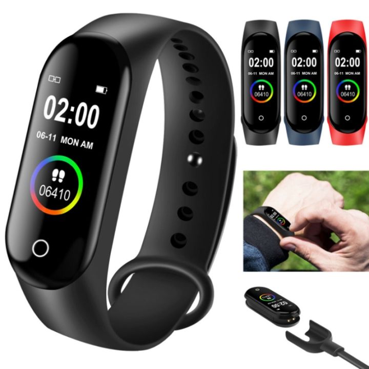 m4-smart-silicone-watchs-sport-wristbands-for-women-led-screen-fitness-traker-bluetooth-waterproof-lady-watchs-sports-strap