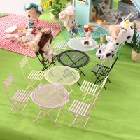 1 Set 1:12 Scale Dollhouse Miniature Furniture Model Iron Chair Table Set For Doll House Accessories Decoration Kids Toys Gift