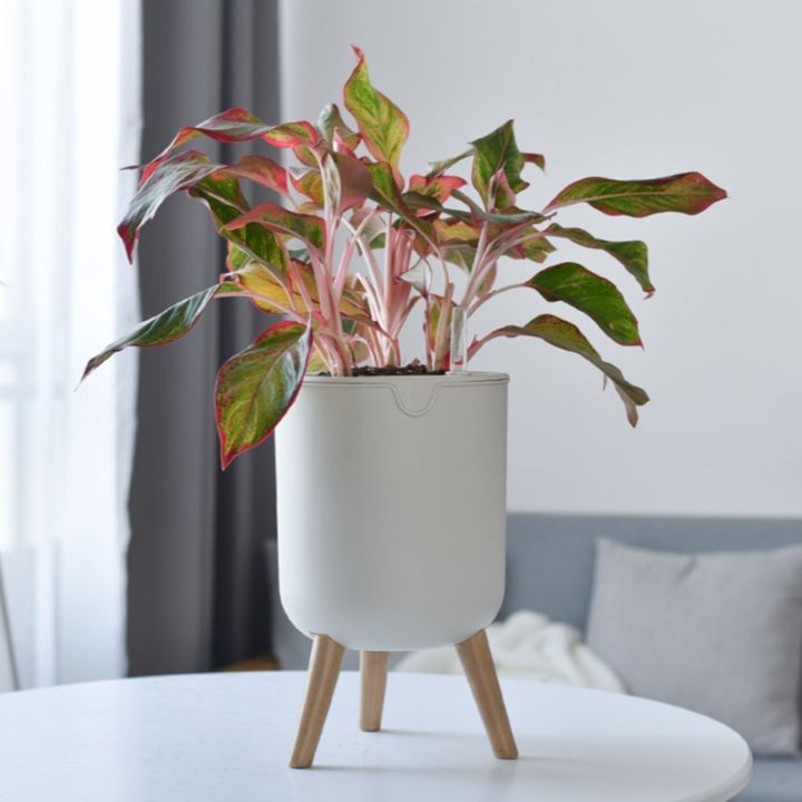 nordic-style-indoor-imitated-wooden-bracket-flower-pot-automatic-self-watering-planter-vase-with-water-level-indicator-drop-ship