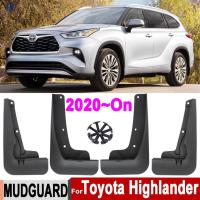 แผ่นกันกระเซ็นบังโคลน4ชิ้นสำหรับโตโยต้า Highlander Kluger 2020 2021แผ่นกันโคลนแผ่นกันโคลนอุปกรณ์กันโคลนที่ล้อยางหน้าล้อหลัง4ชิ้น