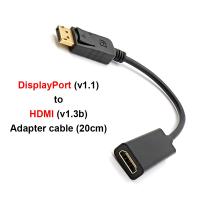 DisplayPort (v1.1) to HDMI (v1.3b) Adapter Cable  DP Male to HDMI Female Audio Video Adapter Cable 20cm Up tp 1080p Adapters Adapters