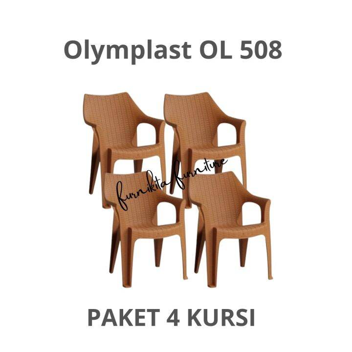 Set Kursi Plastik Meja Plastik Rotan Olymplast Ol 508 Kursi Teras Kursi