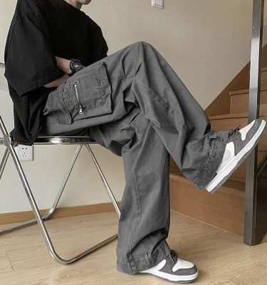✖❈✘ American overalls mens summer high street trendy brand loose wide-leg straight-leg mopping pants all-match trendy casual long pants