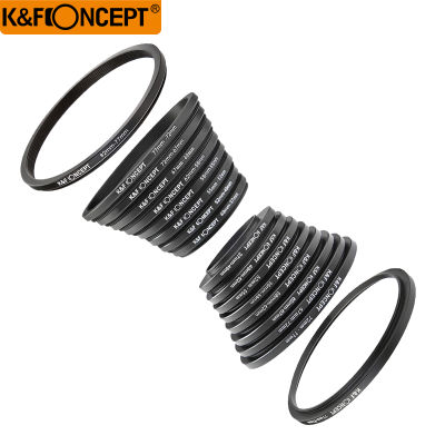 K&amp;F CONCEPT 18pcs Camera Lens Filter Step UpDown Adapter Ring Set 37-82mm 82-37mm for Canon Nikon DSLR Camera Lens