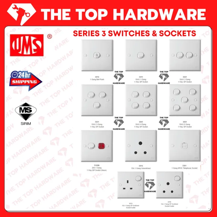 *READY STOCK* UMS SERIES 3 SWITCHES & SOCKETS (SIRIM AND JKR APPROVED