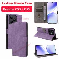 เคสโทรศัพท์หนังสุดหรูฝาพับสำหรับ Realme C51 C55 C53Nfc Nfc C55Nfc C 53 C 55 RealmeC53 RealmeC55 Narzo N53และ53 2023กรอบด้านหลังกันกระแทก