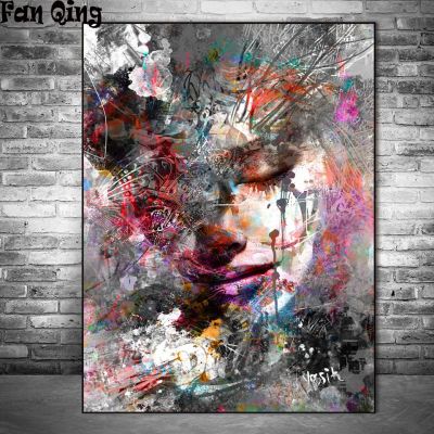 【CC】✠  full square/round diamond painting abstract girl 5d diy colorful lady mosaic rhinestone picture room decoration