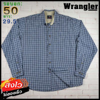 Wrangler®แท้ อก 50 เสื้อเชิ้ตผู้ชาย แรงเลอร์ สีกรมน้ำเงิน เสื้อแขนยาว เนื้อผ้าดี