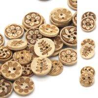 HENGC 30pcs Mixed Flower Carved Wooden Buttons For Clothing Children Scrapbooking Shirt Handmade DIY Sewing Accesories Wholesale Haberdashery