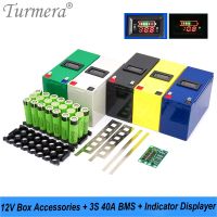 Turmera 12V 7Ah to 23Ah Battery Storage Box 3X7 18650 Holder 3S 40A BMS Indicator Displayer for Replace Motorcycle Lead-Acid Use