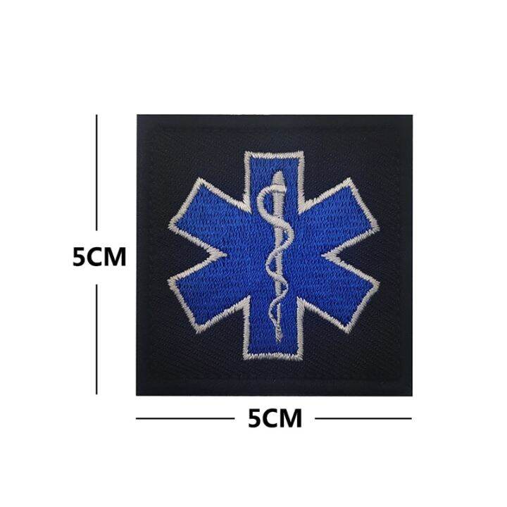 star-of-life-embroidery-patches-rescue-medical-save-lives-paramedic-badge-armband-tactical-army-military-cloth-stickers-adhesives-tape