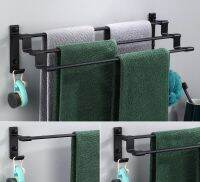 Black space aluminum multi-layer towel bar towel bar single pole toilet hanging towel rack three layer hanging rod