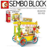 บล็อกตัวต่อรถเข็นร้านค้า พร้อมมินิฟิกเกอร์ 1 ตัว SEMBO BLOCK 601110 จำนวน 163 ชิ้น