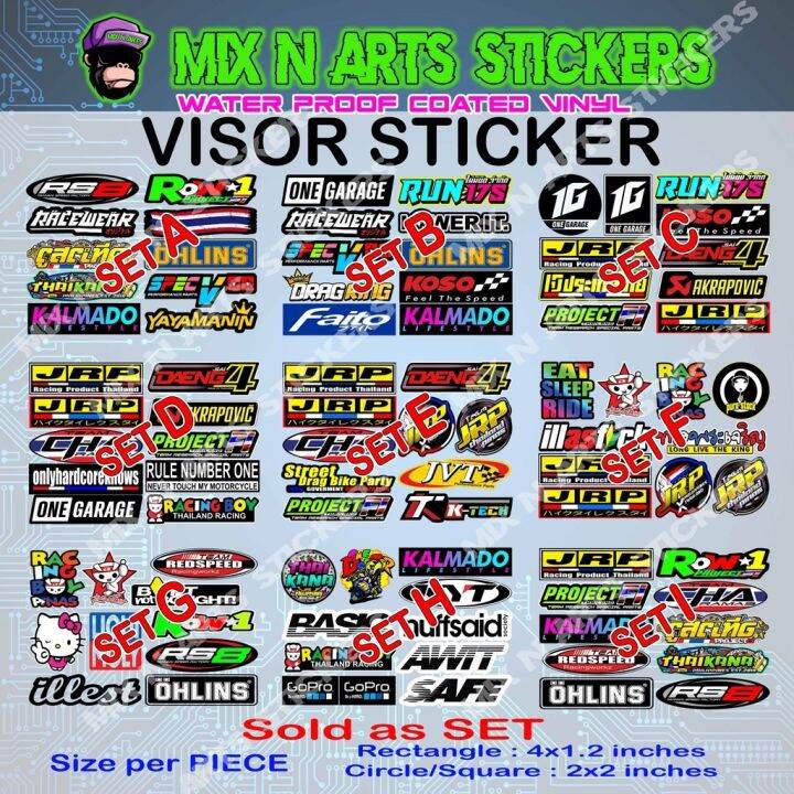 Motorcycle Visor Sticker 10pcs per SET Laminated Vinyl Lazada PH
