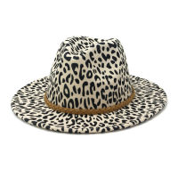 FS Women Vintage Wide Brim Felt Fedora Hats Leopard Print Men Wool Panama Jazz Cap Khaki Army Green Wine Red Beige Gray Hat