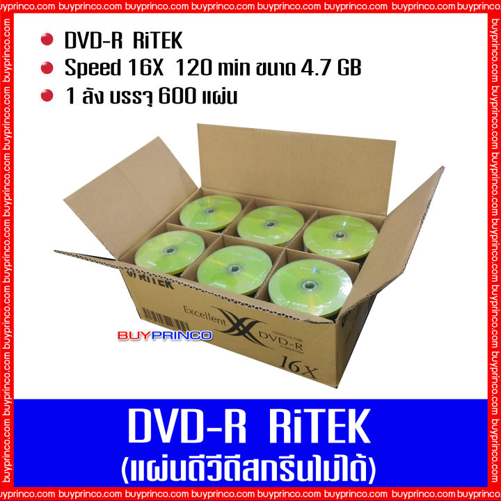 แผ่นดีวีดี-ไรเทค-dvd-ritek-แผ่นดีวีดีสกรีนไม่ได้-ยกลัง