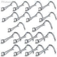 10Pcs/lot Surgical Steel Nose Stud Earrings 18G amp; 20G Crystal Nostril Piercing Twist Nose Ring Pirsing Nariz Nose Earrings Set