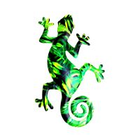 Metal Gecko Wall Decor Art 8.66X5.11 Inch Iron Gecko Sculptures, Patio Lawn Home Decor Outdoor Backyard Wall Hanging